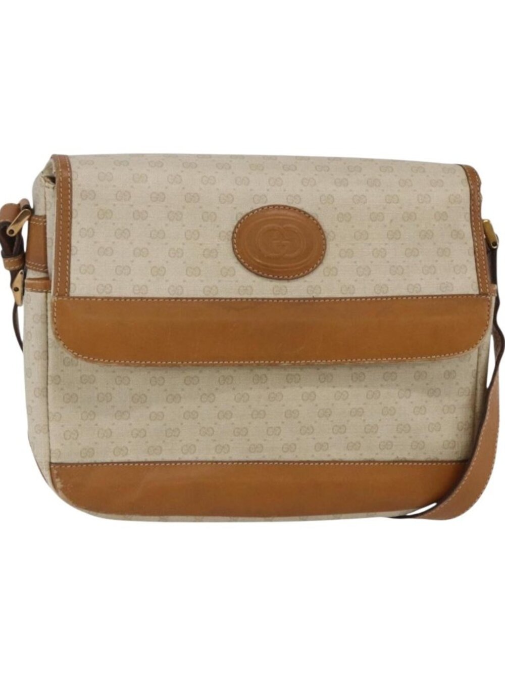 GUCCI Micro GG Supreme Shoulder Bag PVC White Gold
